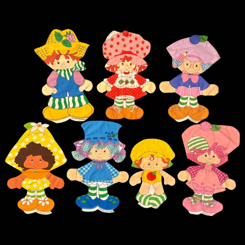 Lot of 7 Vintage Strawberry Shortcake Friends Cut & Sew Panel Pillow No Stuffing